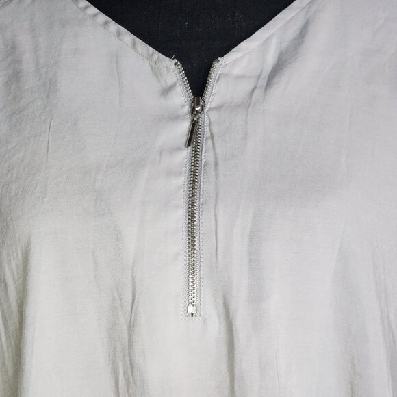 Chico's Gray Quarter Zip Modal Poly Tab Sleeve Pullover Blouse Chico Sz 3 US XL - Picture 5 of 16